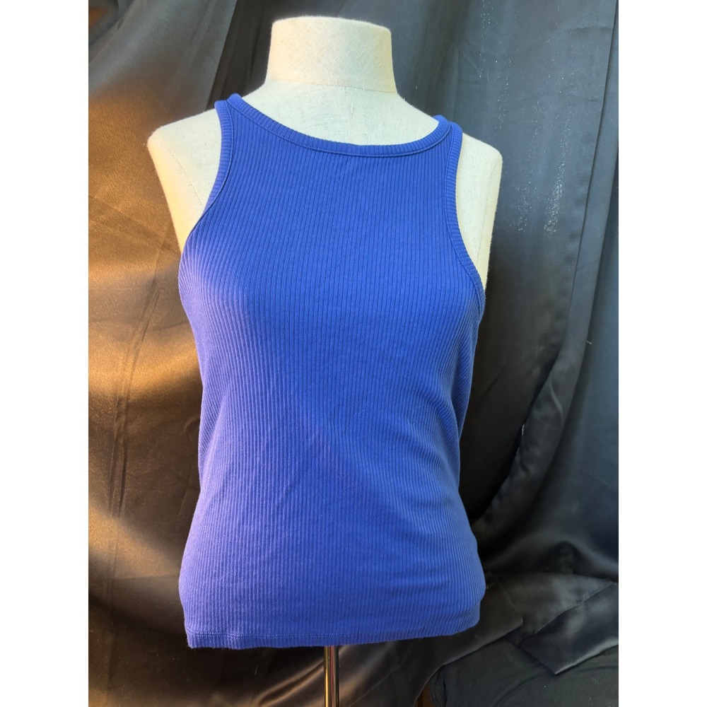 J.Crew Womens‎ Ribbed High Neck Racerback Tank Top Royal Blue Size Medium